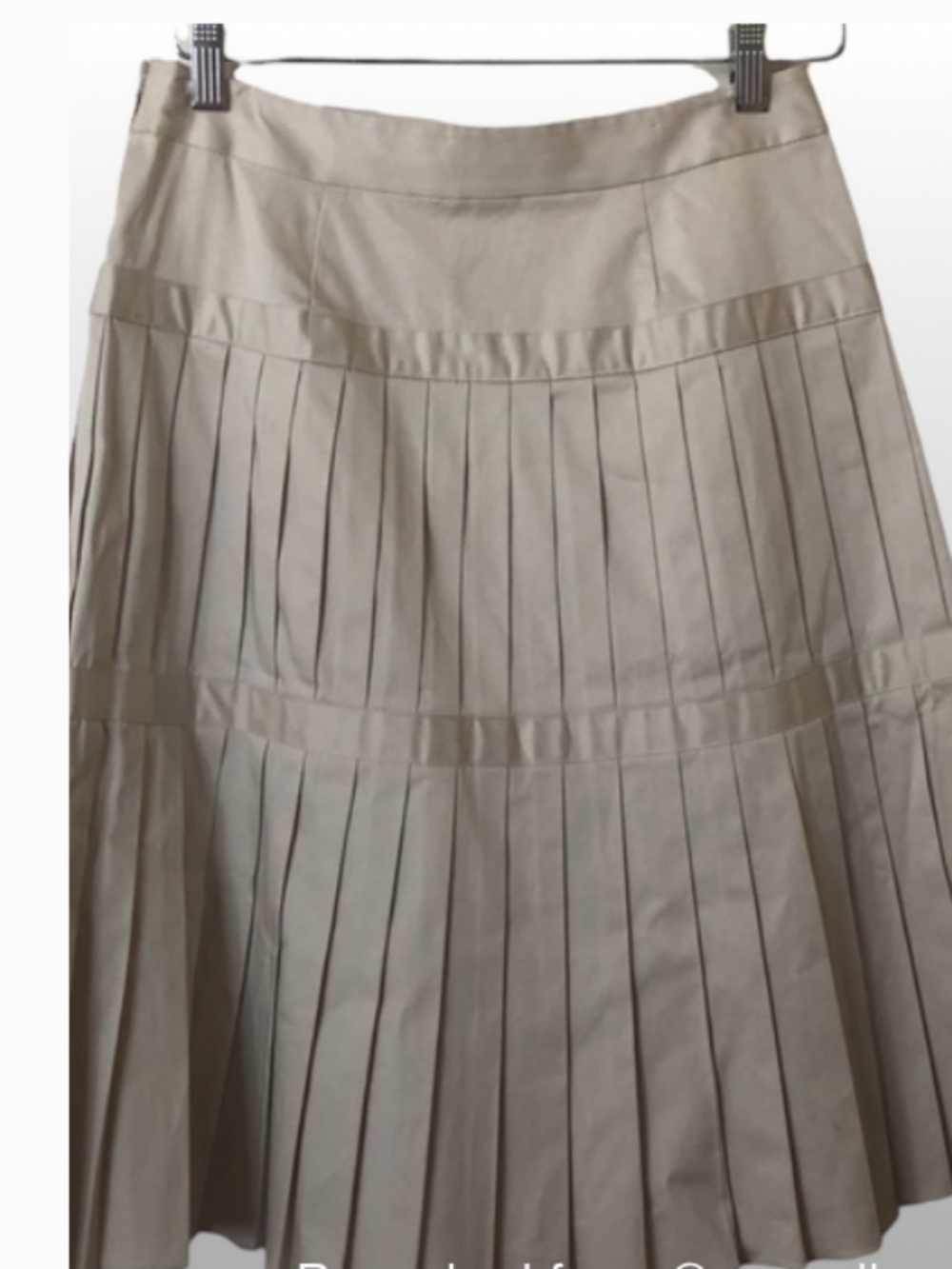 MAGASCHONI cotton sateen tiered pleated ivory cream skirt